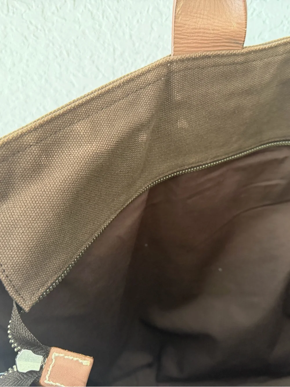 Vintage 2003 Gap Brown Canvas Leather Trim Oversized Tote Weekender Bag
